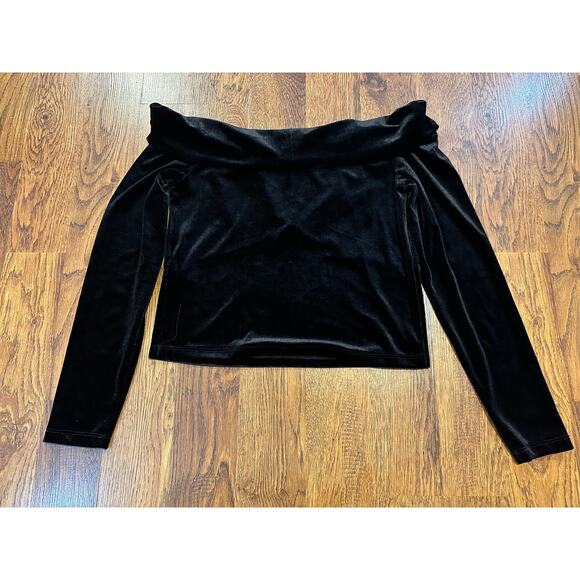 ALLSAINTS Women's Delta Long Sleeve Velvet Top – Black – Size 10 Elevated Style - Picture 2 of 8